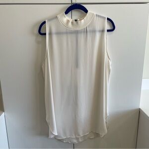 LOFT Cream Sleeveless Blouse with Zipper Back - Size XL